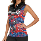 Custom Knights Women Sleeveless Polo Shirt Warrior Mascot With Aboriginal Indigenous