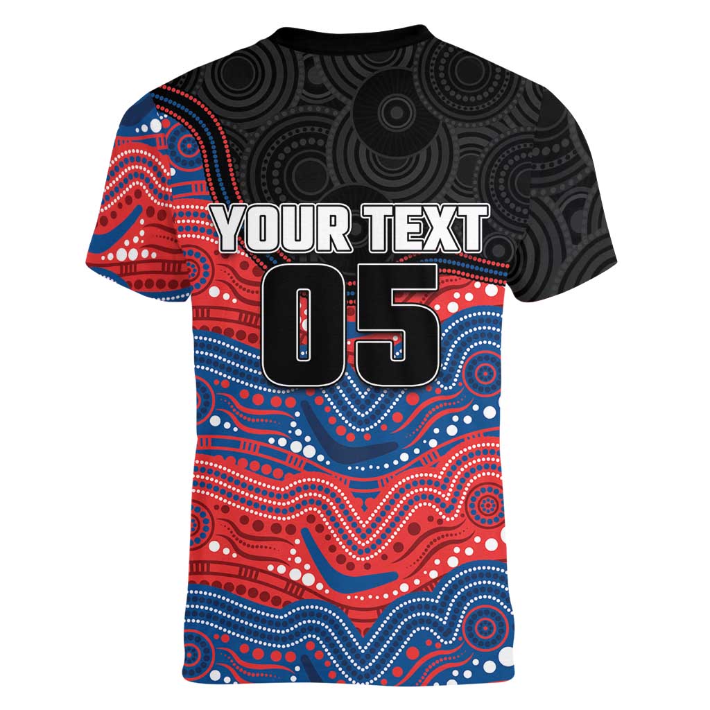 Custom Knights Women V-Neck T-Shirt Warrior Mascot With Aboriginal Indigenous