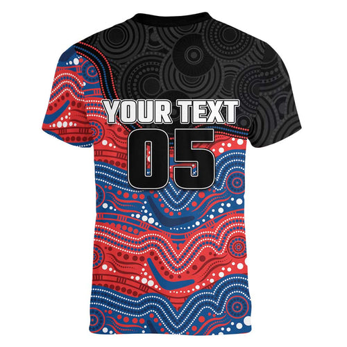 Custom Knights Women V-Neck T-Shirt Warrior Mascot With Aboriginal Indigenous