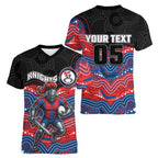 Custom Knights Women V-Neck T-Shirt Warrior Mascot With Aboriginal Indigenous