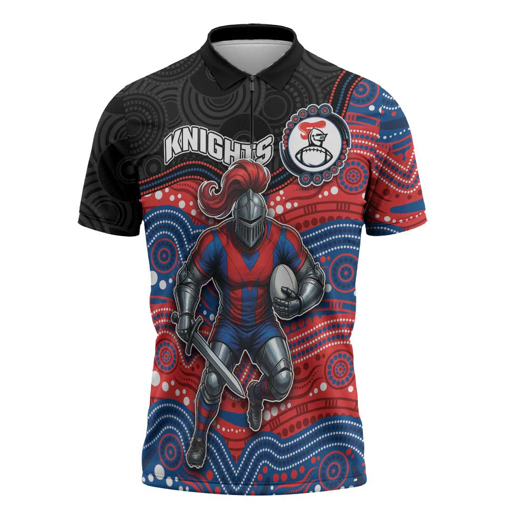 Custom Knights Zipper Polo Shirt Warrior Mascot With Aboriginal Indigenous