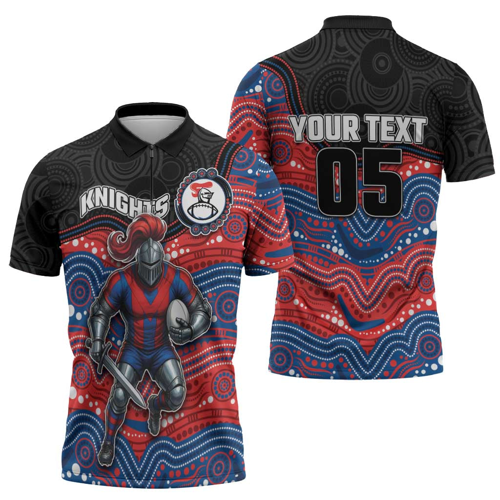 Custom Knights Zipper Polo Shirt Warrior Mascot With Aboriginal Indigenous