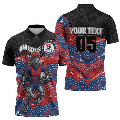 Custom Knights Zipper Polo Shirt Warrior Mascot With Aboriginal Indigenous