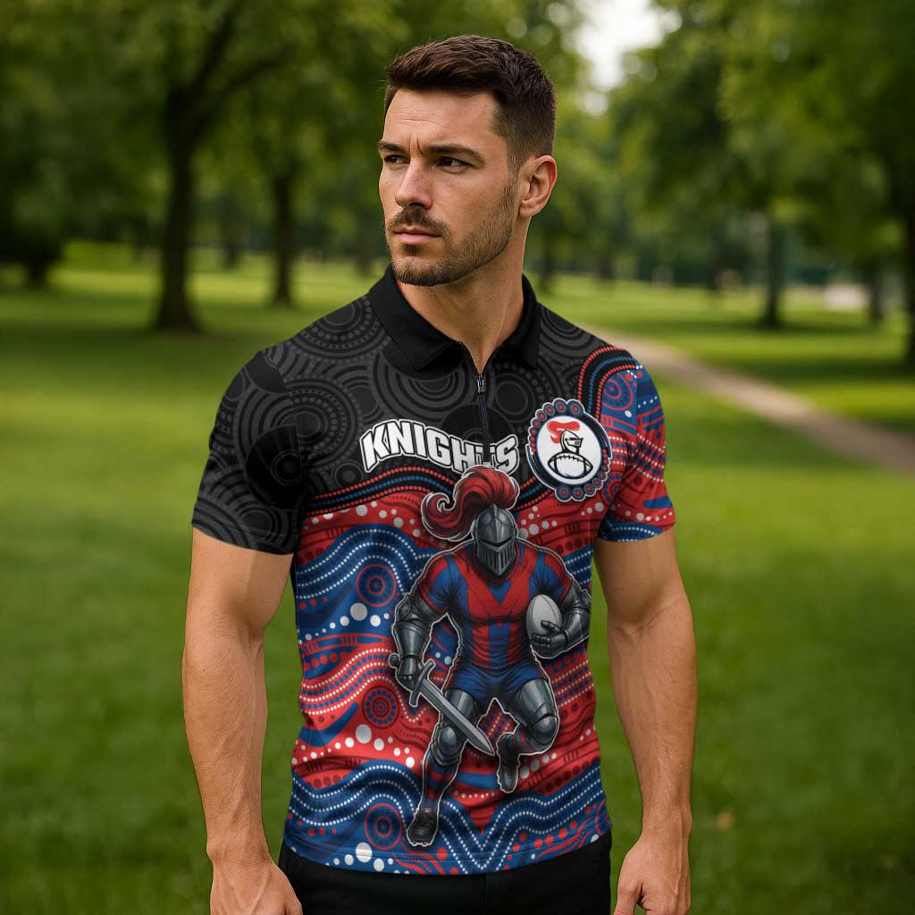 Custom Knights Zipper Polo Shirt Warrior Mascot With Aboriginal Indigenous
