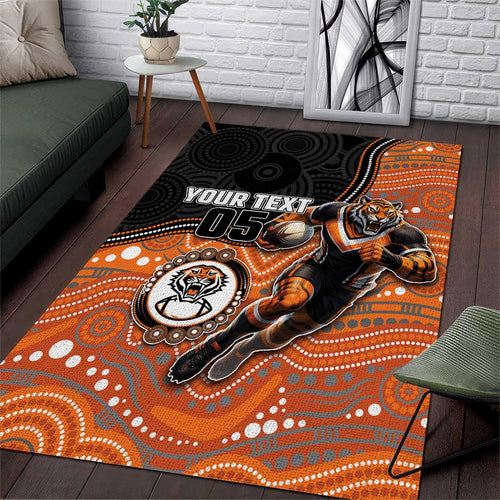Custom Tigers Area Rug Warrior Mascot With Aboriginal Indigenous
