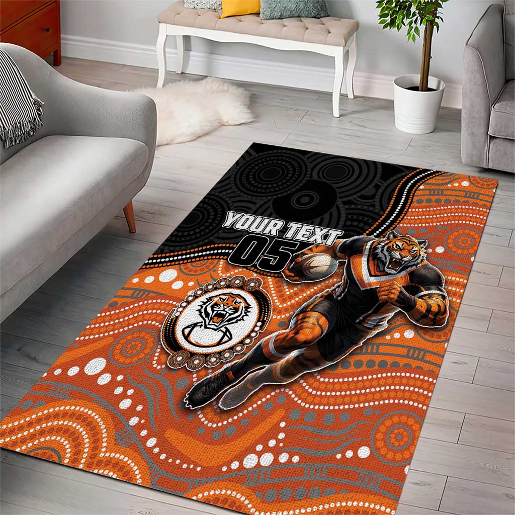 Custom Tigers Area Rug Warrior Mascot With Aboriginal Indigenous
