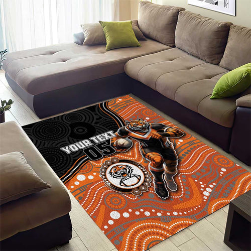Custom Tigers Area Rug Warrior Mascot With Aboriginal Indigenous