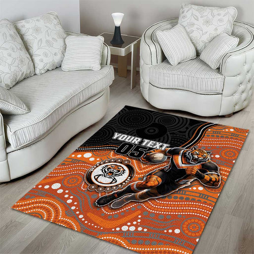 Custom Tigers Area Rug Warrior Mascot With Aboriginal Indigenous