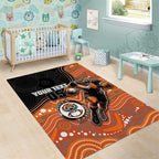 Custom Tigers Area Rug Warrior Mascot With Aboriginal Indigenous