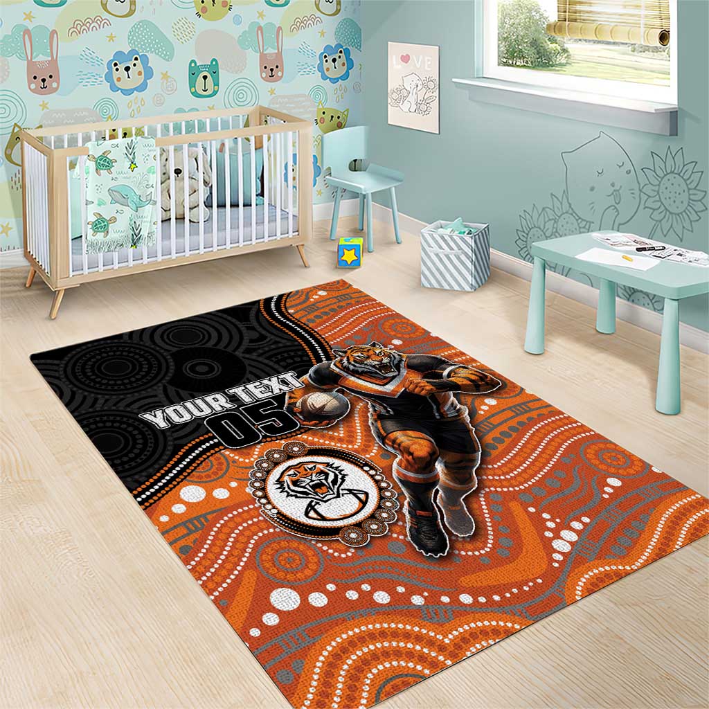 Custom Tigers Area Rug Warrior Mascot With Aboriginal Indigenous