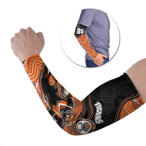 Custom Tigers Arm Sleeves Warrior Mascot With Aboriginal Indigenous