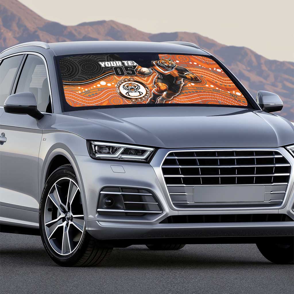 Custom Tigers Auto Sun Shade Warrior Mascot With Aboriginal Indigenous
