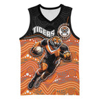 Custom Tigers Basketball Jersey Warrior Mascot With Aboriginal Indigenous