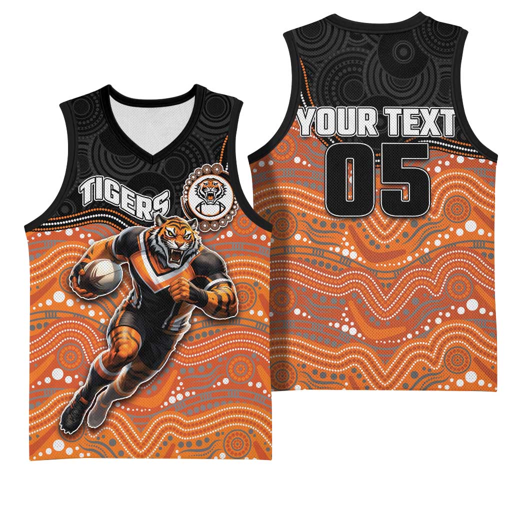 Custom Tigers Basketball Jersey Warrior Mascot With Aboriginal Indigenous