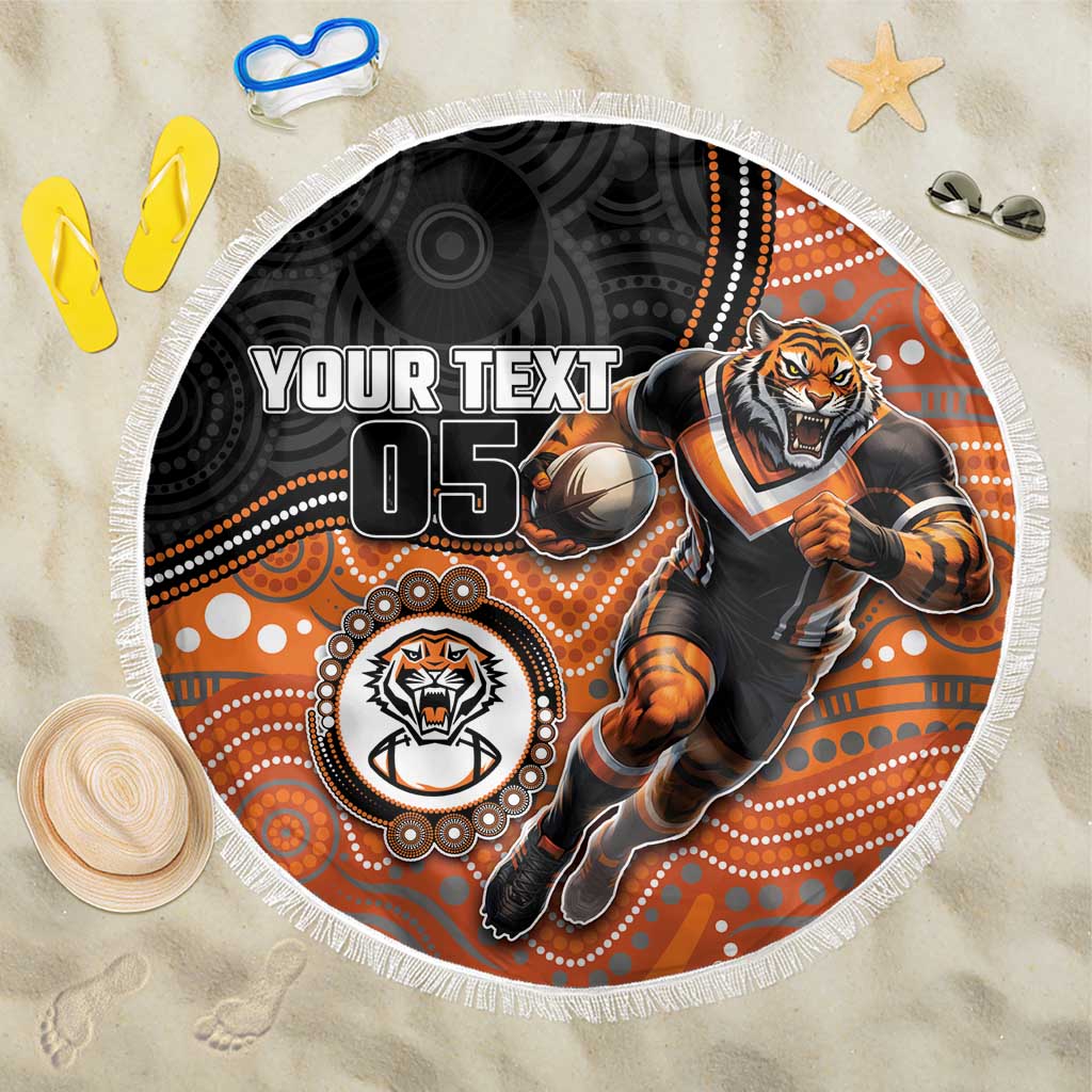 Custom Tigers Beach Blanket Warrior Mascot With Aboriginal Indigenous