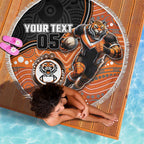 Custom Tigers Beach Blanket Warrior Mascot With Aboriginal Indigenous