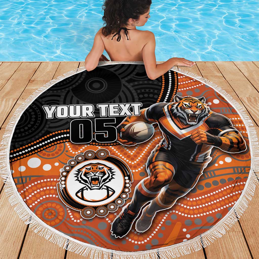 Custom Tigers Beach Blanket Warrior Mascot With Aboriginal Indigenous