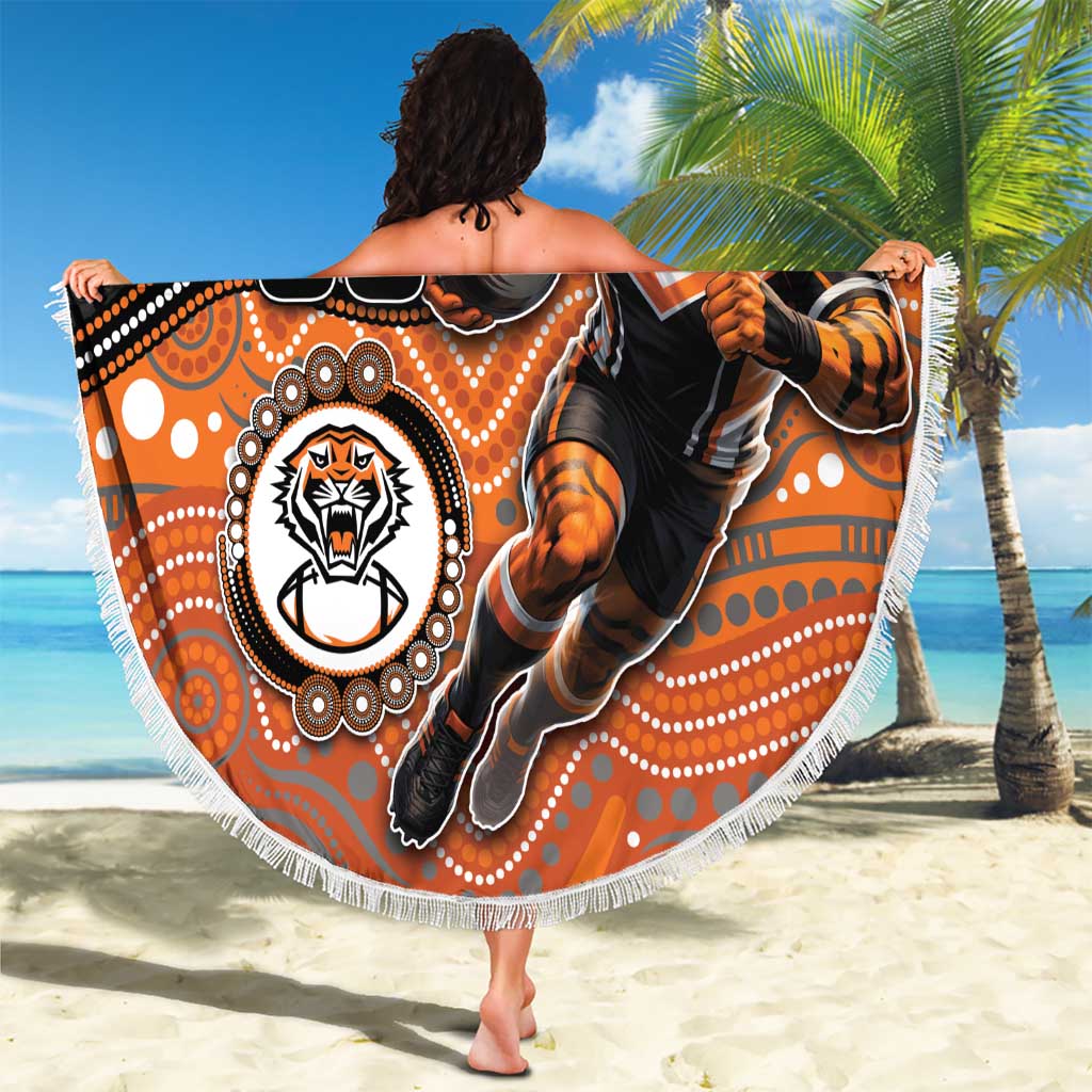 Custom Tigers Beach Blanket Warrior Mascot With Aboriginal Indigenous