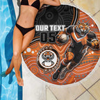 Custom Tigers Beach Blanket Warrior Mascot With Aboriginal Indigenous