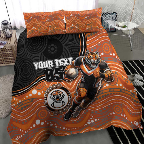 Custom Tigers Bedding Set Warrior Mascot With Aboriginal Indigenous