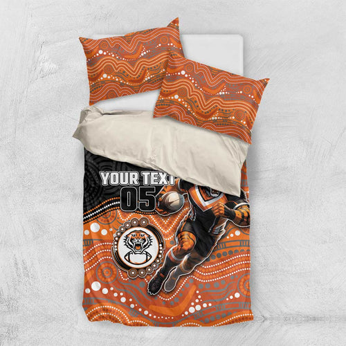 Custom Tigers Bedding Set Warrior Mascot With Aboriginal Indigenous