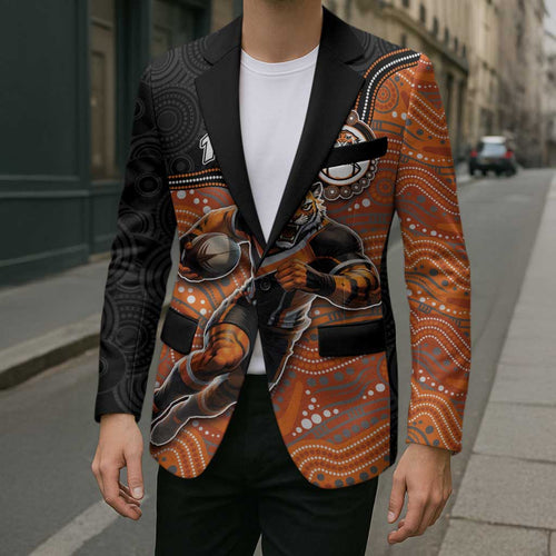 Custom Tigers Blazer Warrior Mascot With Aboriginal Indigenous