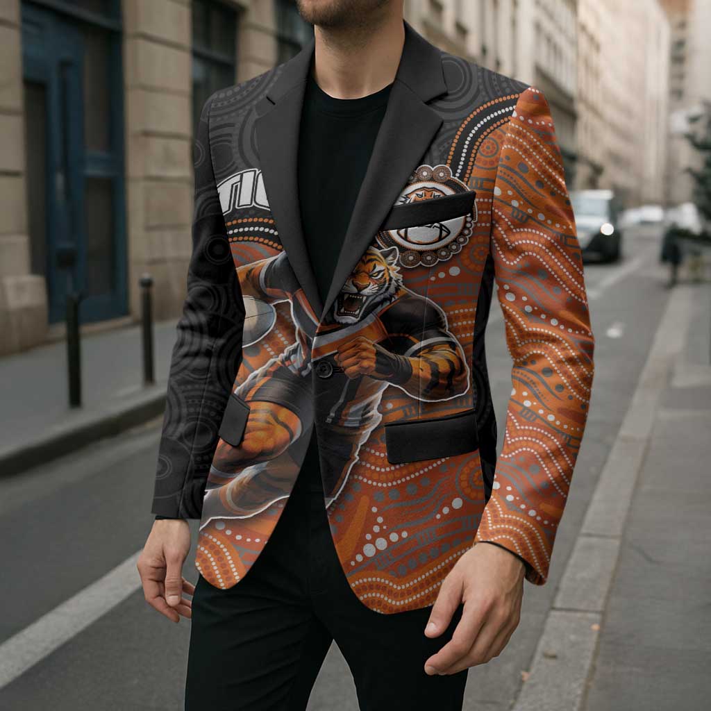 Custom Tigers Blazer Warrior Mascot With Aboriginal Indigenous