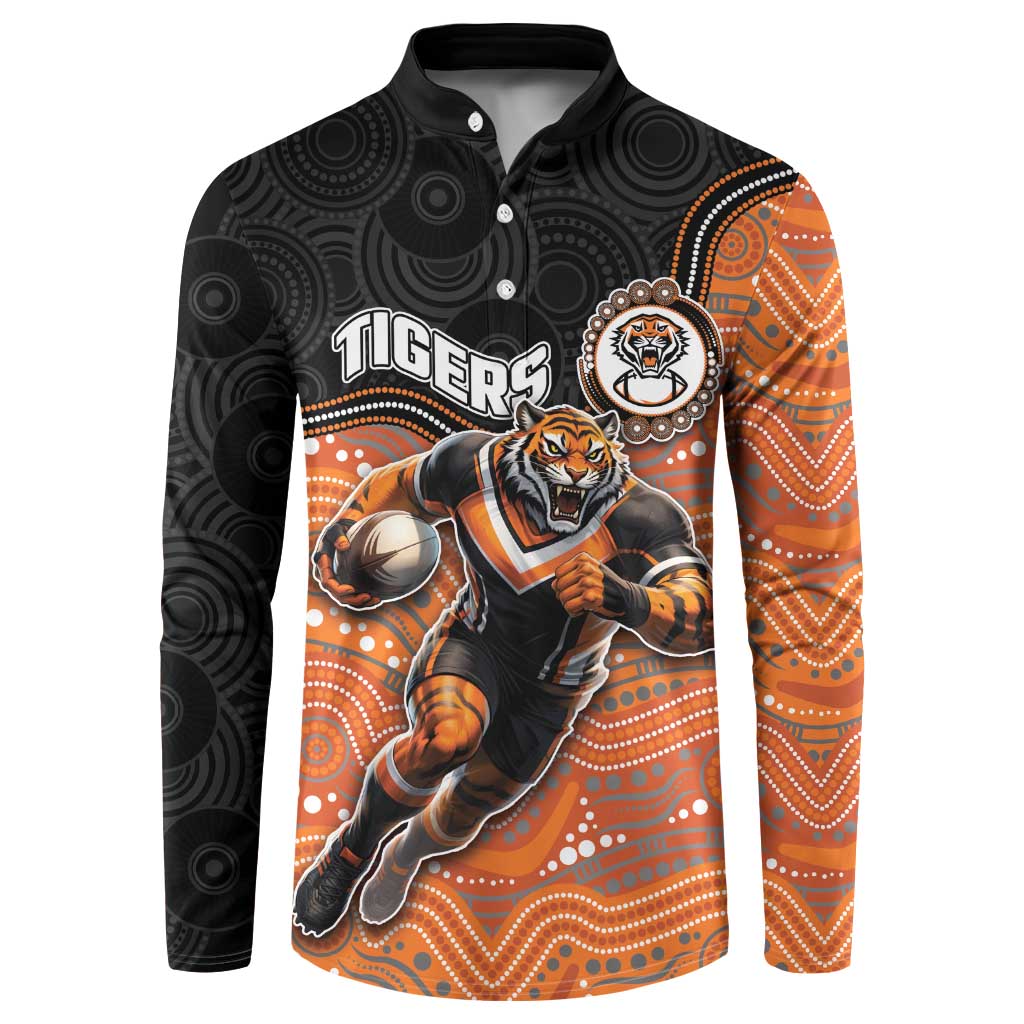 Custom Tigers Button Sweatshirt Warrior Mascot With Aboriginal Indigenous