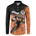 Custom Tigers Button Sweatshirt Warrior Mascot With Aboriginal Indigenous