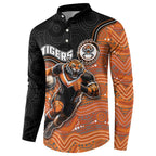 Custom Tigers Button Sweatshirt Warrior Mascot With Aboriginal Indigenous