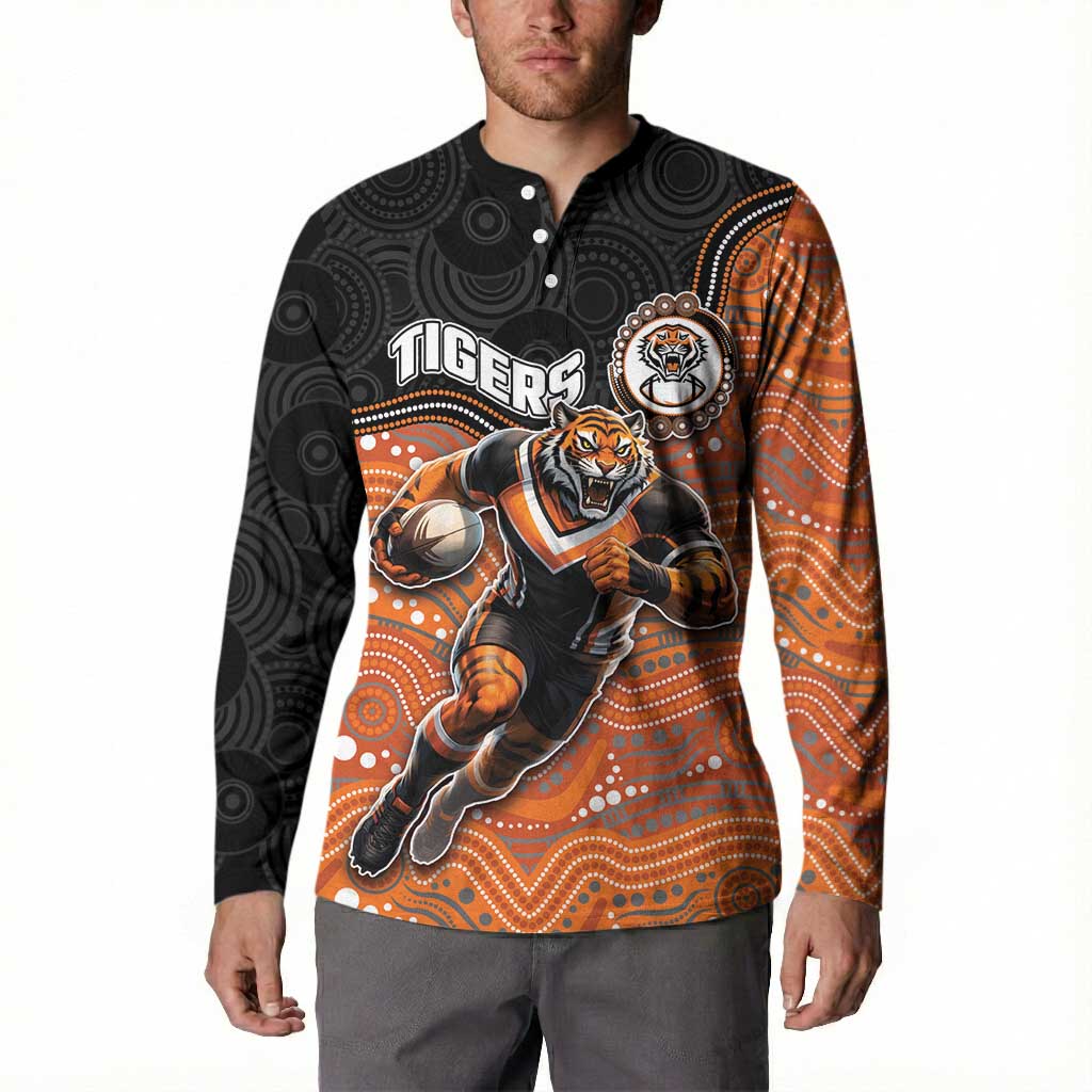 Custom Tigers Button Sweatshirt Warrior Mascot With Aboriginal Indigenous