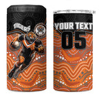 Custom Tigers 4 in 1 Can Cooler Tumbler Warrior Mascot With Aboriginal Indigenous