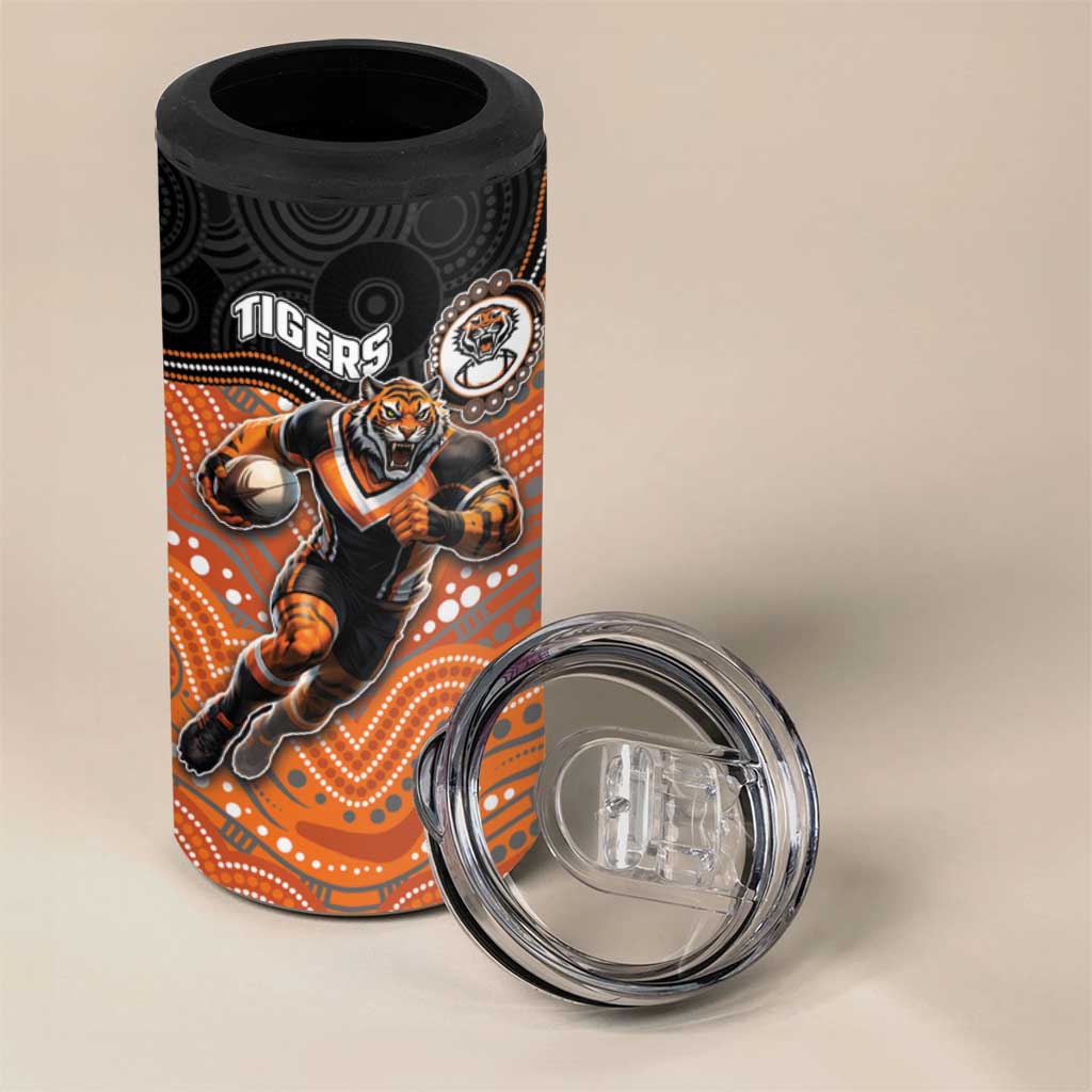 Custom Tigers 4 in 1 Can Cooler Tumbler Warrior Mascot With Aboriginal Indigenous