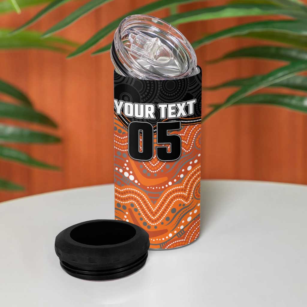 Custom Tigers 4 in 1 Can Cooler Tumbler Warrior Mascot With Aboriginal Indigenous
