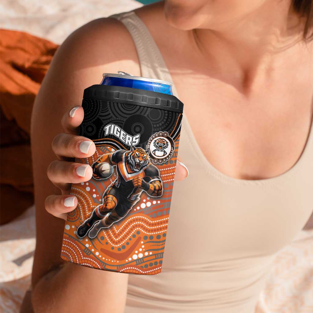 Custom Tigers 4 in 1 Can Cooler Tumbler Warrior Mascot With Aboriginal Indigenous