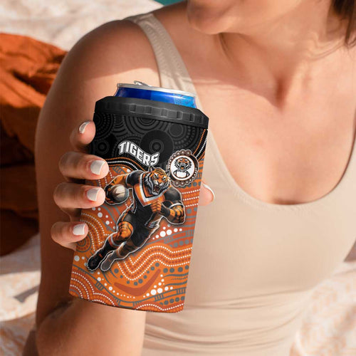 Custom Tigers 4 in 1 Can Cooler Tumbler Warrior Mascot With Aboriginal Indigenous