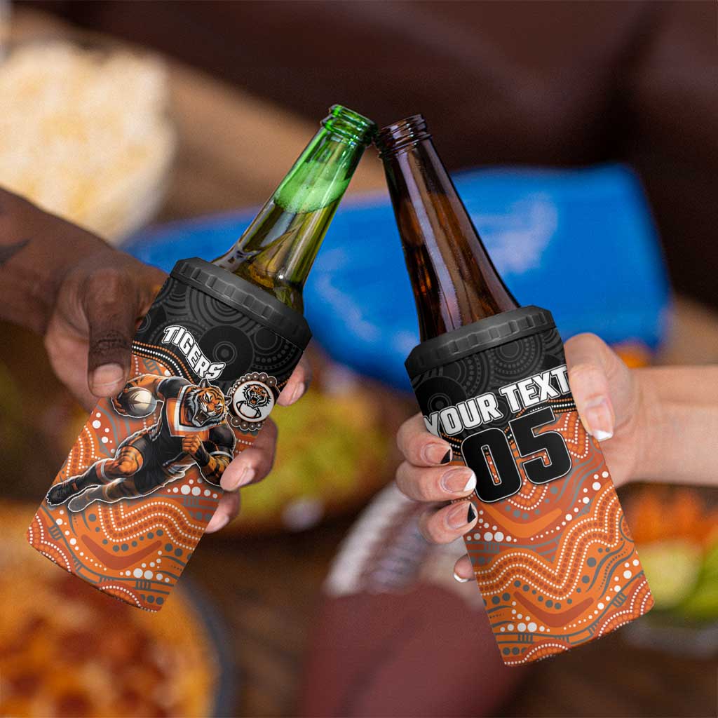 Custom Tigers 4 in 1 Can Cooler Tumbler Warrior Mascot With Aboriginal Indigenous