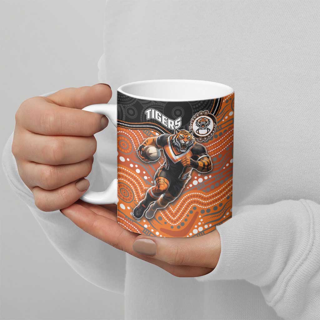 Custom Tigers Ceramic Mug Warrior Mascot With Aboriginal Indigenous