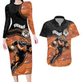 Custom Tigers Couples Matching Long Sleeve Bodycon Dress and Hawaiian Shirt Warrior Mascot With Aboriginal Indigenous