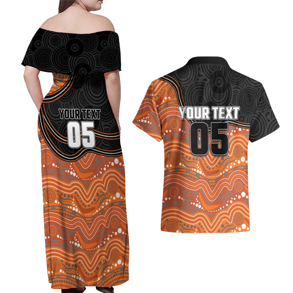 Custom Tigers Couples Matching Off Shoulder Maxi Dress and Hawaiian Shirt Warrior Mascot With Aboriginal Indigenous