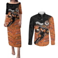 Custom Tigers Couples Matching Puletasi and Long Sleeve Button Shirt Warrior Mascot With Aboriginal Indigenous