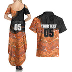 Custom Tigers Couples Matching Summer Maxi Dress and Hawaiian Shirt Warrior Mascot With Aboriginal Indigenous