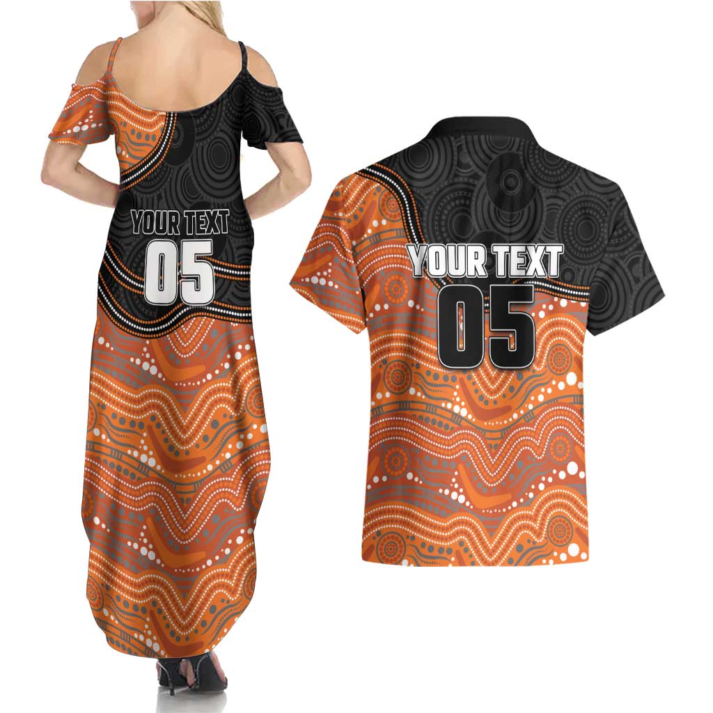 Custom Tigers Couples Matching Summer Maxi Dress and Hawaiian Shirt Warrior Mascot With Aboriginal Indigenous