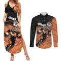 Custom Tigers Couples Matching Summer Maxi Dress and Long Sleeve Button Shirt Warrior Mascot With Aboriginal Indigenous