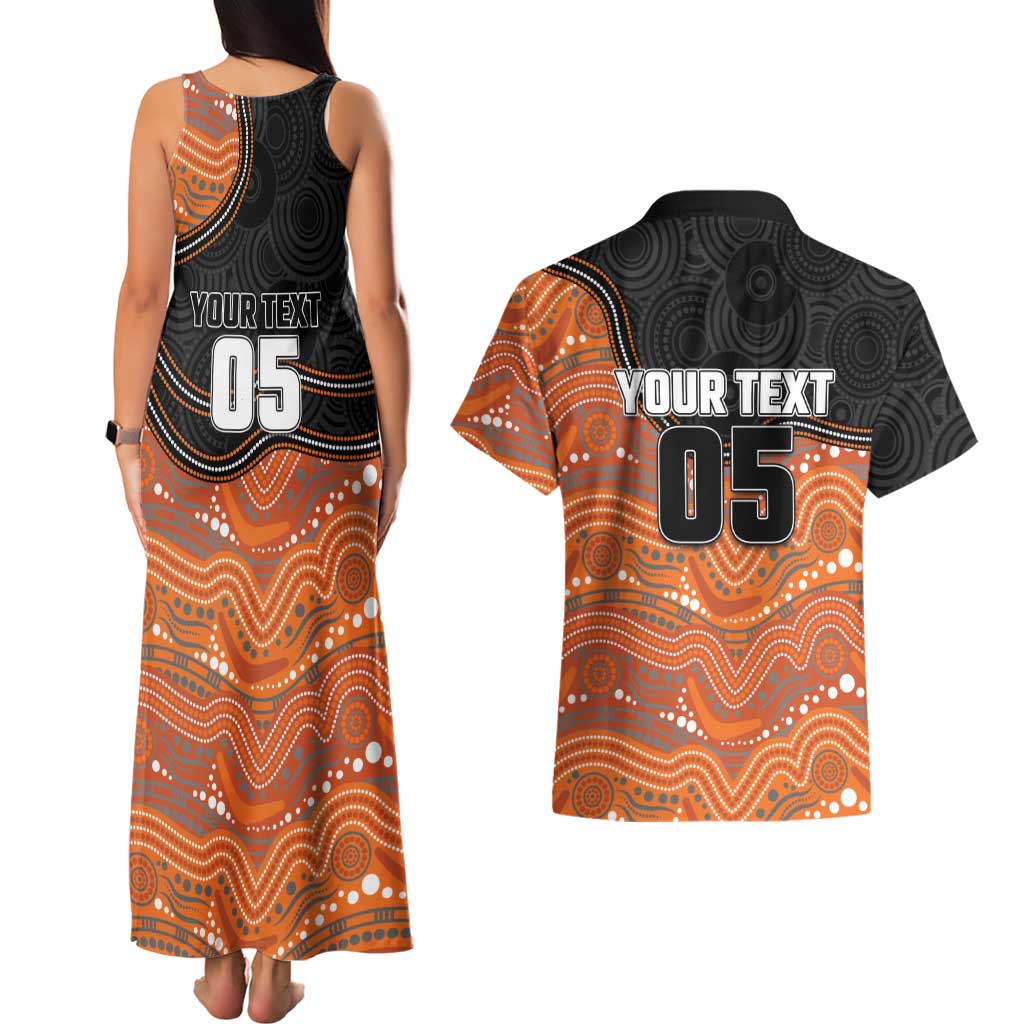 Custom Tigers Couples Matching Tank Maxi Dress and Hawaiian Shirt Warrior Mascot With Aboriginal Indigenous