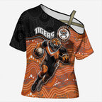 Custom Tigers Cross Shoulder Shirt Warrior Mascot With Aboriginal Indigenous