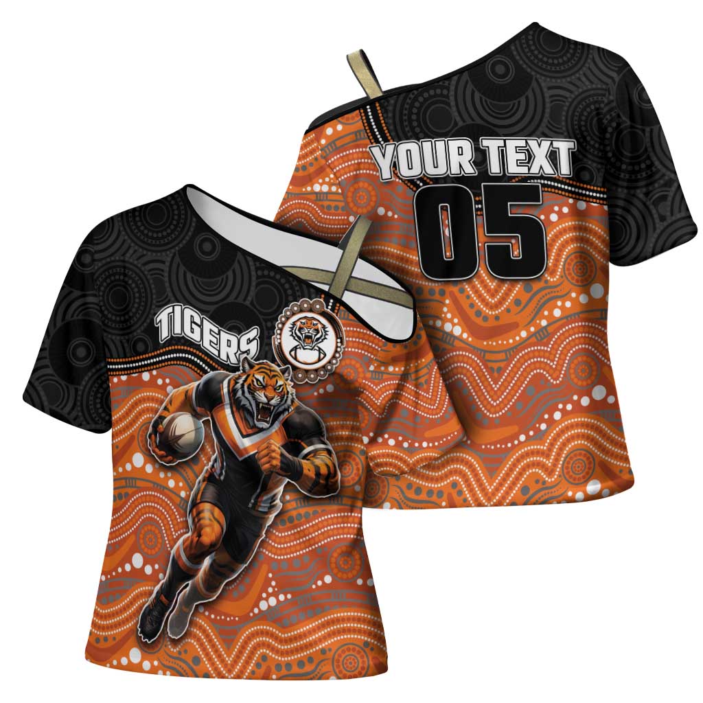 Custom Tigers Cross Shoulder Shirt Warrior Mascot With Aboriginal Indigenous