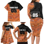 Custom Tigers Family Matching Long Sleeve Bodycon Dress and Hawaiian Shirt Warrior Mascot With Aboriginal Indigenous