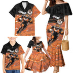 Custom Tigers Family Matching Mermaid Dress and Hawaiian Shirt Warrior Mascot With Aboriginal Indigenous