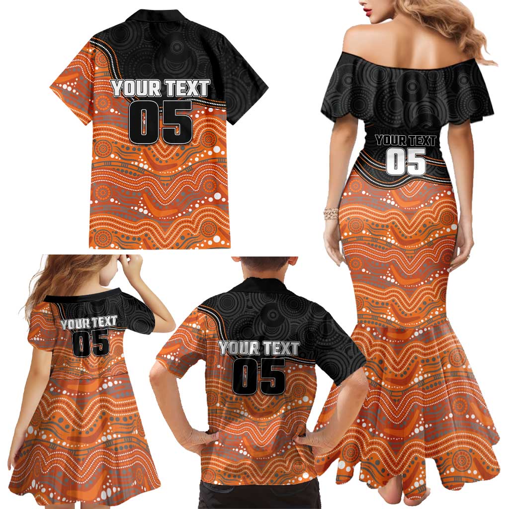 Custom Tigers Family Matching Mermaid Dress and Hawaiian Shirt Warrior Mascot With Aboriginal Indigenous